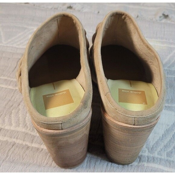 Dolce Vita Women's Braided Suede Mule Block Heel Pointed Toe Taupe Size 9.5 - Picture 5 of 9